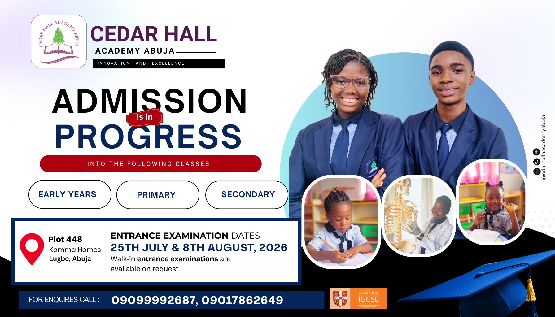 Cedar Hall Academy Admission Banner